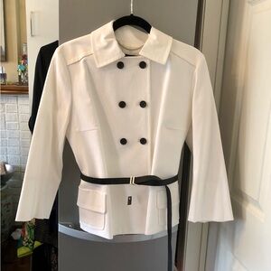 🇨🇦Lida Baday Women's White Cotton Double-Breasted Jacket. Size 12 BNWT